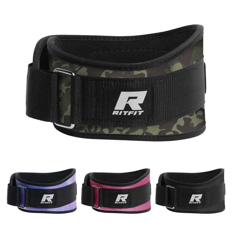 RitFit Weight Lifting Belt - Great for Squats, Lunges, Deadlift, Thrusters - Men and Women - 6 Inch Black/Camouflage - Image 1